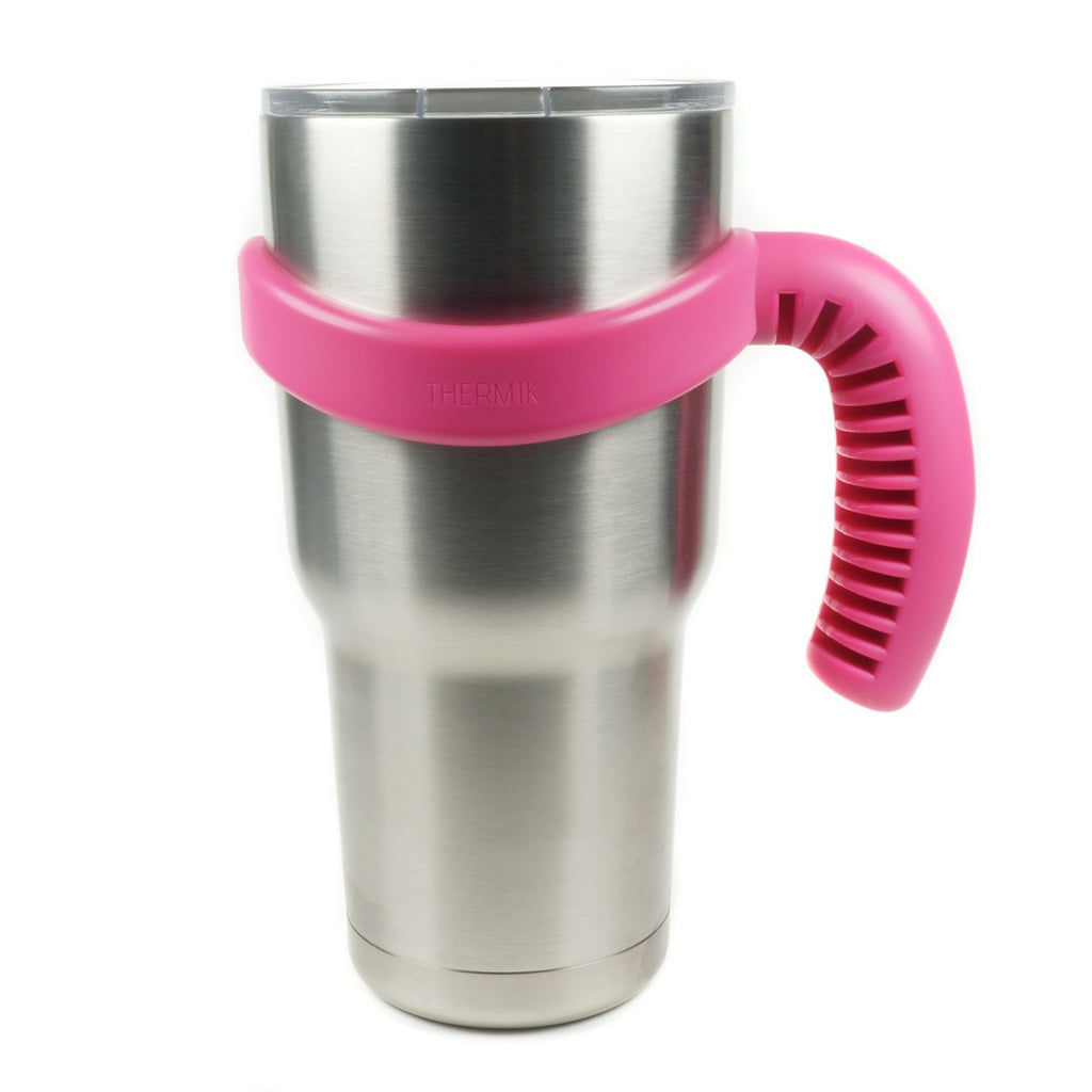 Rose pink 30 oz tumbler handle on a cup